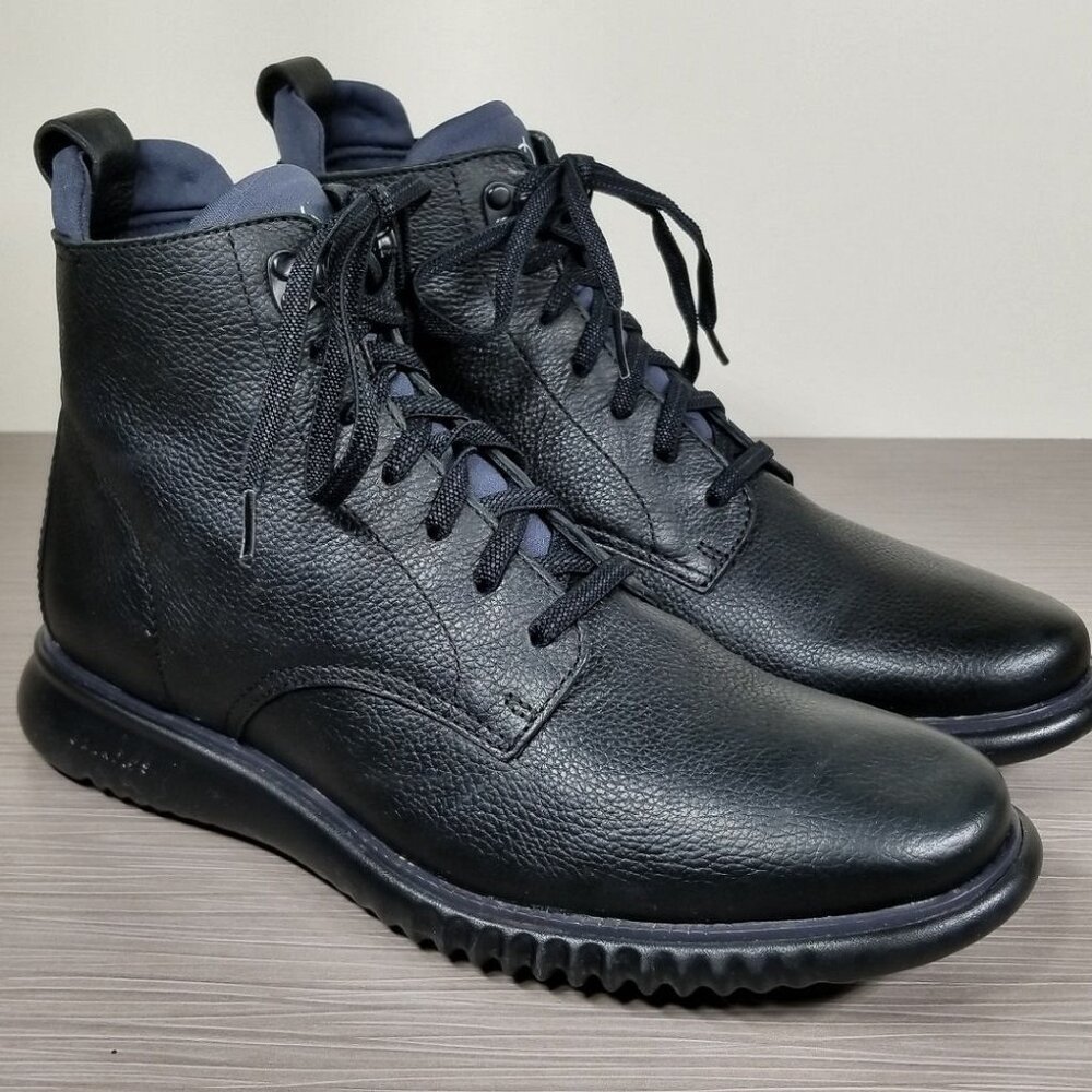 Cole Haan 2.ZeroGrand City Boot, Black Texture Leather, Mens Size 8 M